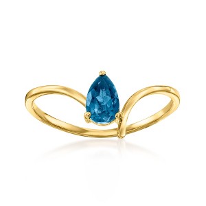 Pure Collection by Ross-Simons 0.50 Carat London Blue Topaz Ring in 14kt Yellow Gold Size 7 - 1 of 4