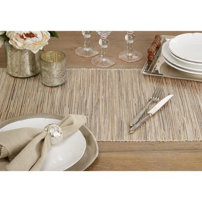 Natural Beige Jute Woven Table Runner with Metallic Shimmer
