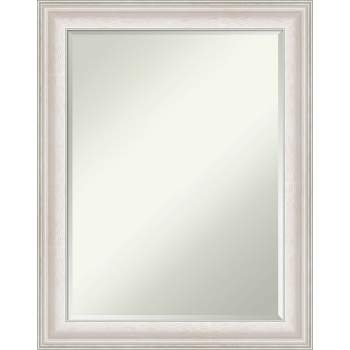 Amanti Art Trio White Wash Silver Petite Bevel Bathroom Wall Mirror 28.5 x 22.5 in.