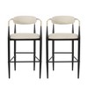 Ridstar Set of 2 Upholstered Bar Stools with Backrest & Metal Legs for Kitchen Island-Beige - 4 of 4