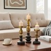 Danya B. Nara Antique Brass and Vintage Wood Taper Candlestick and Pillar Candle Holders - Set of 3 - 3 of 4