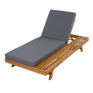 Ridstar Teak Wood Recliner Set with Waterproof Cushions for Garden, Poolside & Terrace-Dark Grey - 1 of 4