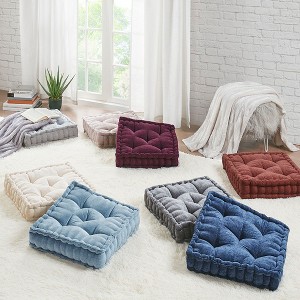 Vynxaria Charcoal Poly Chenille Square Floor Pillow Cushion - 20x20 for Cozy Comfort - 1 of 4