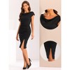 Allegra K Women's Short Sleeve Cowl Neck Ruched Office Pencil Dress - 2 of 4