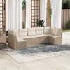 vidaXL 7 Piece Patio Sofa Set with Cushions - Beige and Cream Without Table - 2 of 4