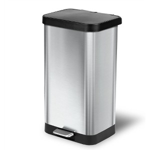 Glad Step Trash Can, Soft Close Lid Bin with Odor Protection, 20 Gal, Stainless - 1 of 4