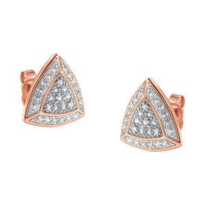 Haus of Brilliance 14K Rose Gold over Silver Diamond Accented Trillion Shaped Stud Earrings - 1 of 4