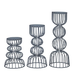 Lainon, Set of 3 Metal with White Finish Candleholders - 1 of 4
