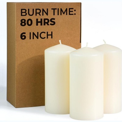 3x6 Pillar Candles Set of 3 - Ivory Large Pillar Candles Long Burning Perfect for Any Occasion - Cylinder Candles Unscented Long Burning