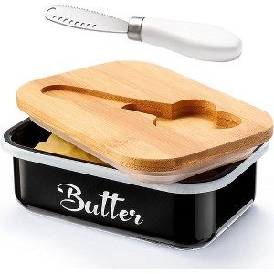 Metal Butter Dish with Lid and Stainless Steel Butter Knife, Double Silicone Seal for Freshness, Durable, Easy to Clean - 1 of 4