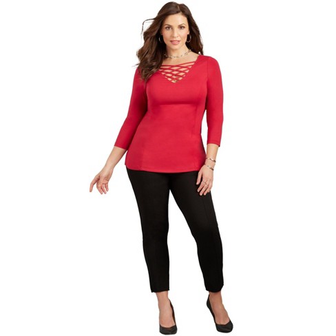 Catherines Women's Plus Size Petite Curvy Collection Crisscross Top - image 1 of 2