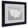 Trademark Fine Art -Michael Tompsett 'GREY-USA States Text Map' Matted Framed - 2 of 4