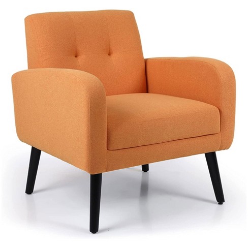 Modern Soft Velvet Upholstered Accent Chair with Armrests, Orange -  ModernLuxe