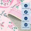 Acekool [Green Pink] Floral Print Runner Rug, Washable Low Pile Non-Slip Carpet for Entryway, Kitchen, Nursery & Playroom [2x6 Ft] - 4 of 4