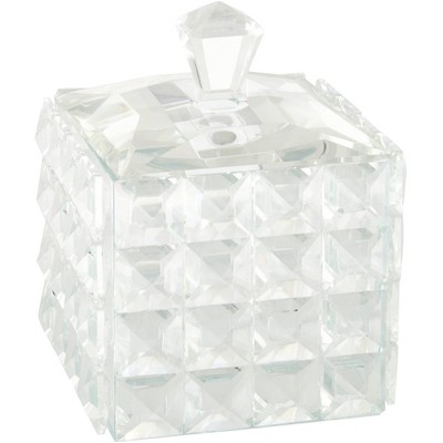 Dahlia Studios Square Facet 6 1/2" High Clear Glass Jewelry Box with Lid