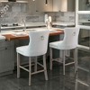 Resenkos Counter Bar Stools, Counter Stool,Upholstered Barstools with Button Tufted Decoration and Wooden Legs, Set of 2 (Beige) - 2 of 4