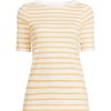 Lands' End Women's Supima Cotton Elbow Sleeve Boatneck Button Shoulder Tee - 3 of 4