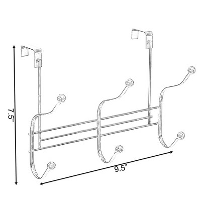 Chrome Over-the-Door 6 Hook Organizer Rack