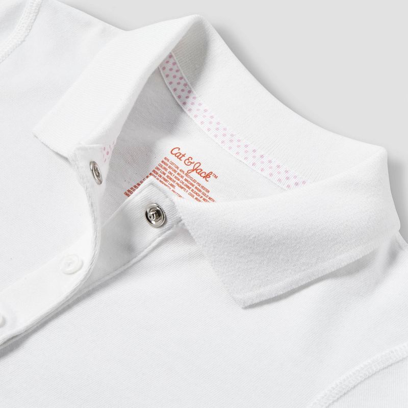 Girls' Adaptive Long Sleeve Polo Shirt - Cat & Jack™ White , 3 of 4