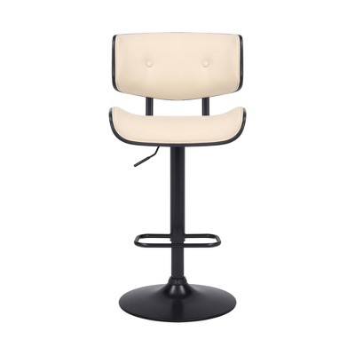 Mid-Century Modern Cream & Black Swivel Adjustable Barstool