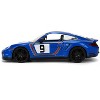 Porsche 911 Turbo (997) #9 Blue Metallic with Stripes "Hyper-Spec" Series 1/24 Diecast Model Car by Jada - 3 of 4