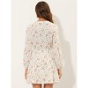 Allegra K Women's Floral Print Button Front Puff Sleeve Tie Waist Shirt Dress - 4 of 4