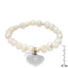 Steeltime Ladies freshwater pearls, stainless steel "Moms are...." heart charm and simulatd heart shape diamond beaded bracelet - 3 of 4
