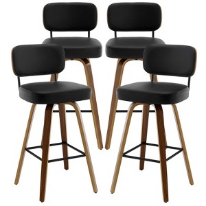 Bekrvio 26"/29” Swivel Bar Stools Set of 4, Upholstered Faux Leather Barstools with Back, Bar Chairs Island Stools for Kitchen Counter - 1 of 4