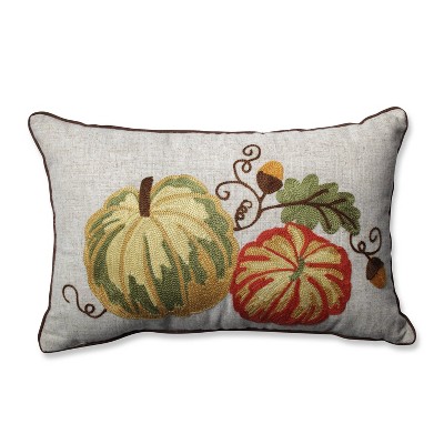 11.5"x18.5" 'Gourdy Harvest' Lumbar Throw Pillow - Pillow Perfect: Embroidered, Rustic, Cabin Decor