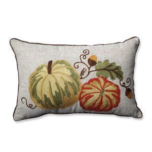 11.5"x18.5" 'Gourdy Harvest' Lumbar Throw Pillow - Pillow Perfect: Embroidered, Rustic, Cabin Decor - 1 of 4