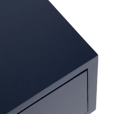 Navy Blue and Gold Rectangular Tea Table with Storage Drawer