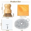 Aoibox 7-Piece Cast Iron Cleaner Set with Stainless Steel Chainmail Scrubber, Bamboo Brush, Hot Handle Holder, Pan Scrapers, Towel & Wall Hook - 3 of 4