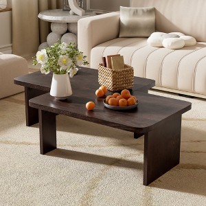 NicBex Set of 2 Modern Rectangle Coffee Table with Splicing Design,Minimalist Combination Tables,Center Table for Living Room - 1 of 4