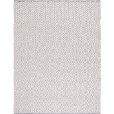 Grey and Ivory Hand-Knotted Wool Area Rug, 8' x 10'