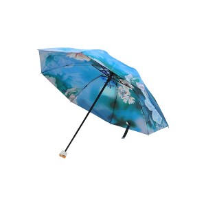 Unique Bargains Umbrella Manual 8-rib Double Layer Flower Sun Protection Vinyl Impact Cloth Hibiscus 1 Pcs - 1 of 4