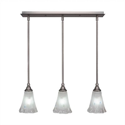 Toltec Lighting Any 3 - Light Chandelier in  Brushed Nickel with 5.5" Fluted Frosted Crystal Shade
