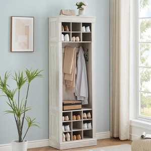 coucheta 10-Tier Tall Shoe Cabinet, 73.35" Extra Large Shoe Rack for 30 Pairs, Free Standing Organizer with Boot Shelf for Entryway, Farmhouse Style - 1 of 4