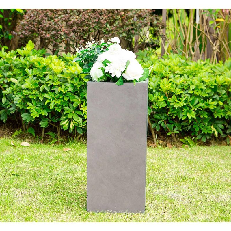 Rosemead Home &#38; Garden, Inc. 24&#34; x 11&#34; Square Kante Lightweight Modern Tall Outdoor Planter Weathered Concrete Gray, 3 of 7