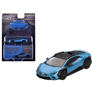 Lamborghini Huracan Sterrato Blu Aegir Blue Metallic with Black Top Limited Edition 1/64 Diecast Model Car by Mini GT - 1 of 4