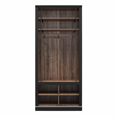 Voltaire Entryway Hall Tree With Bench And Storage Cubbies Black And ...