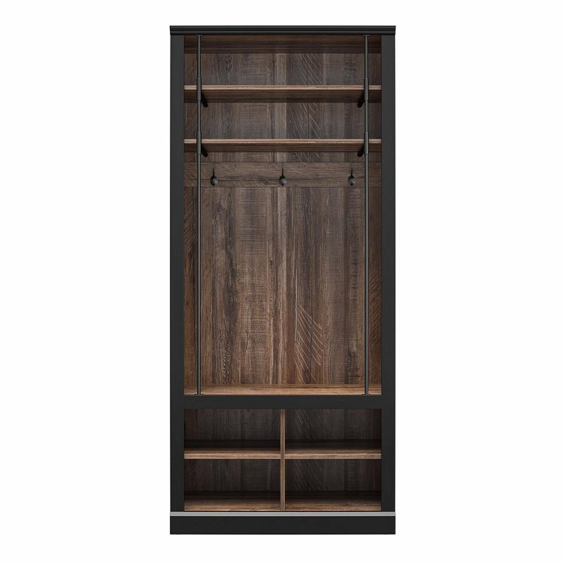 Voltaire Entryway Hall Tree with Bench and Storage Cubbies Black and Walnut - Room &#38; Joy, 1 of 15