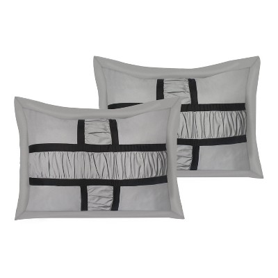 HIG 7-Piece Handmade Ruching Patchwork Bed in a Bag, Taupe Queen Size Comforter Set with Ruffled Shams, Bedskirt & Decorative Pillows — фото 7