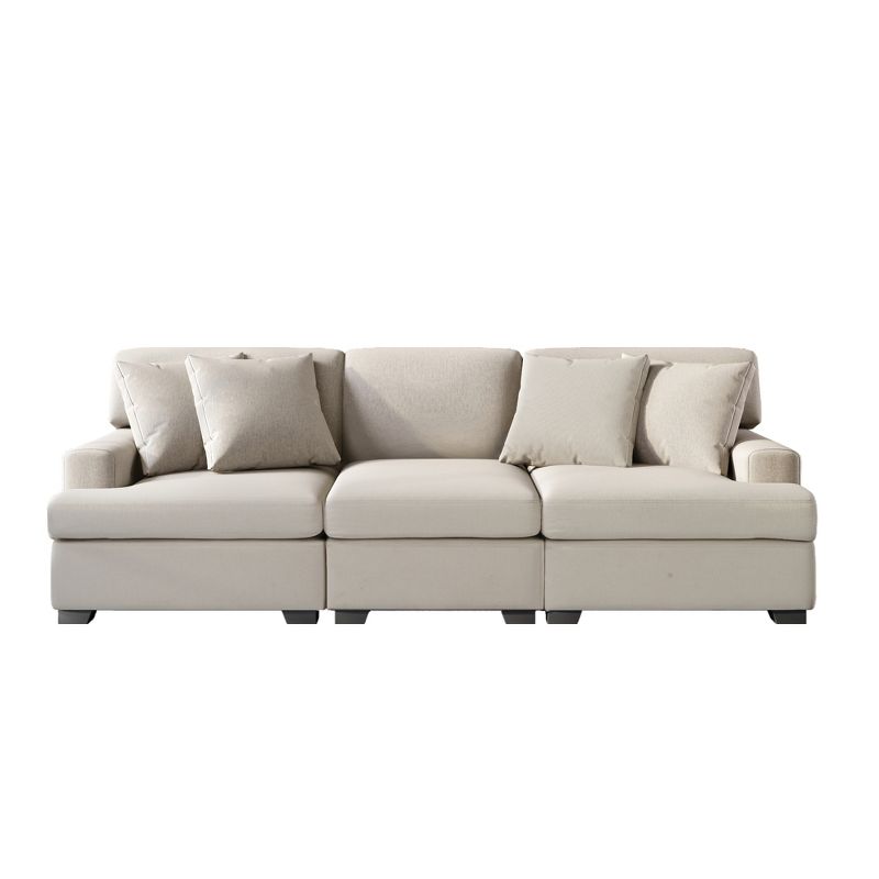 Modern Upholstered 3-Seat Sofa with 4 Pillows-ModernLuxe, 4 of 10