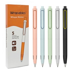 Wrapables Whisper Motion Silent Retractable Gel Pen Set (5 Pack), 0.5mm Fine Point, for Home, Office, Work - 1 of 4