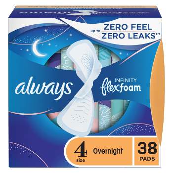 Always Ultra Thin Overnight Pads with Wings Unscented, Size 4, 52 Ct 