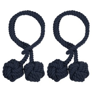 Unique Bargains Cotton Decorative with Double Ball Indoor outdoor Curtain Holdbacks 2 Pcs - 1 of 3