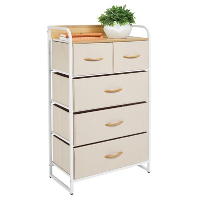 mDesign Tall Modern 5-Drawer Storage Dresser Unit, Linen