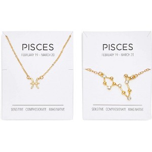 Zodaca 2 Piece Pisces Zodiac Necklace and Bracelet Jewelry Set for Women, Gold - 1 of 4
