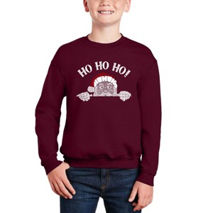 LA Pop Art Peeking Santa - Boy's Word Art Crewneck Sweatshirt - 1 of 4