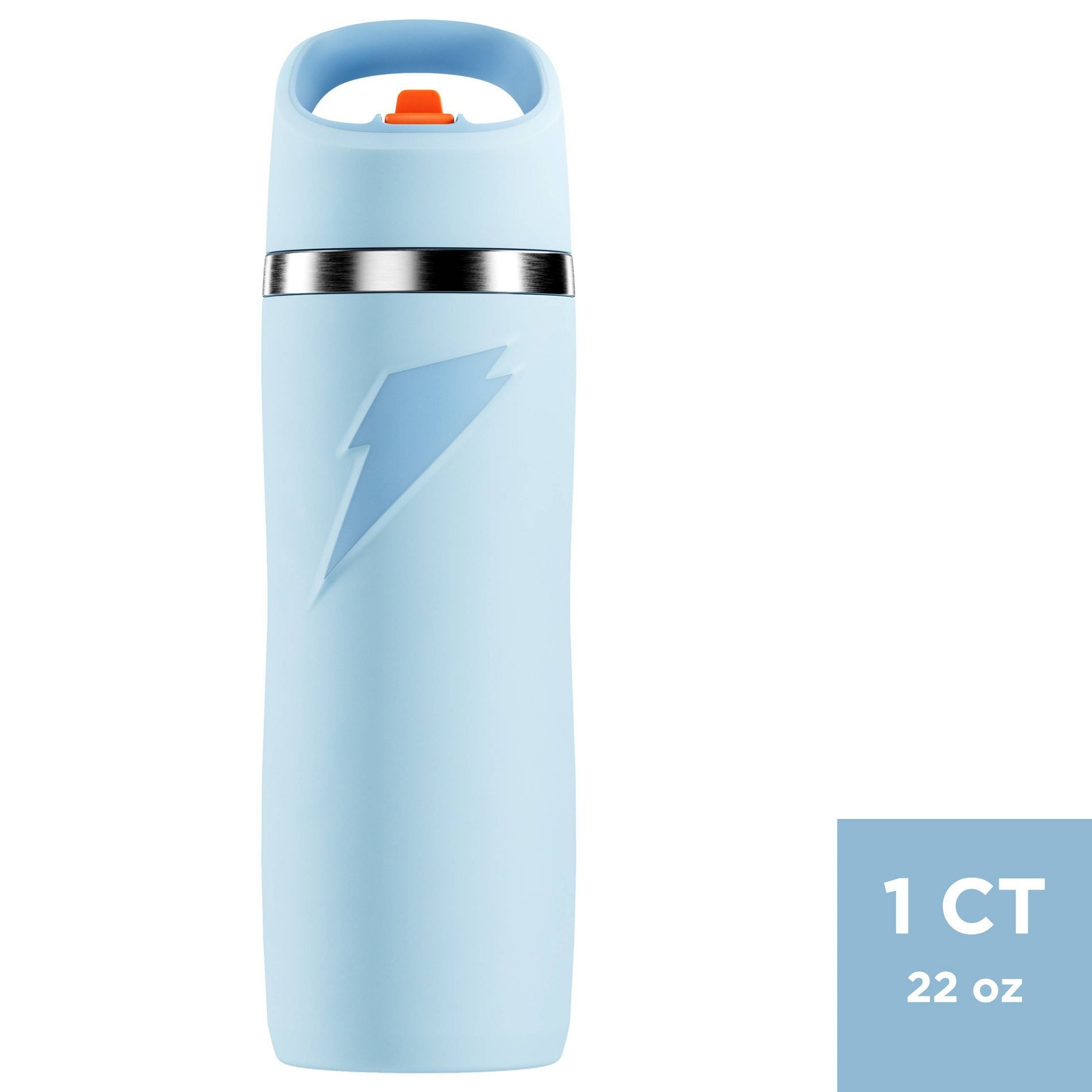 Gatorade 22oz Stainless Steel Water Bottle with Straw - Blue: Portable Drinkware, Light Blue